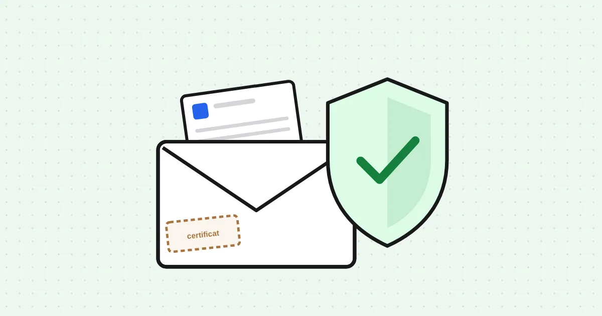 Un sobre de votació protegit per un escut amb una marca de verificació.